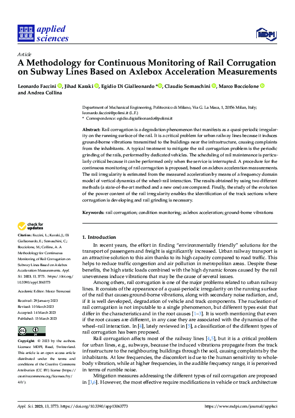 (PDF) A Methodology for Continuous Monitoring of Rail Corrugation on ...