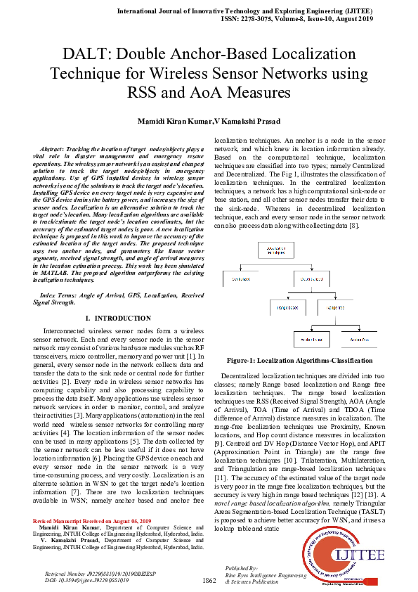 (PDF) DALT: Double Anchor-Based Localization Technique for Wireless ...