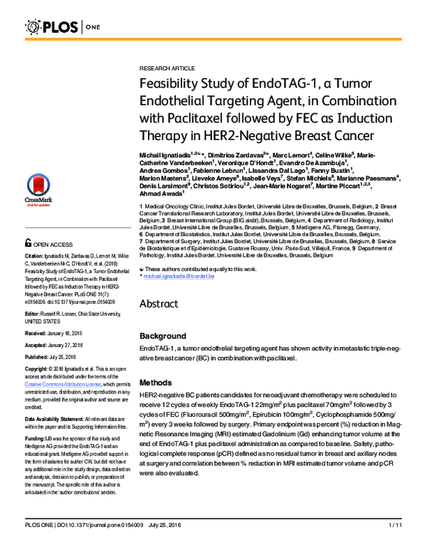(PDF) Feasibility Study of EndoTAG-1, a Tumor Endothelial Targeting ...