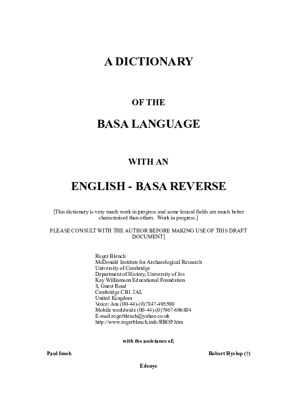 (PDF) Basa Dictionary 2019 complete