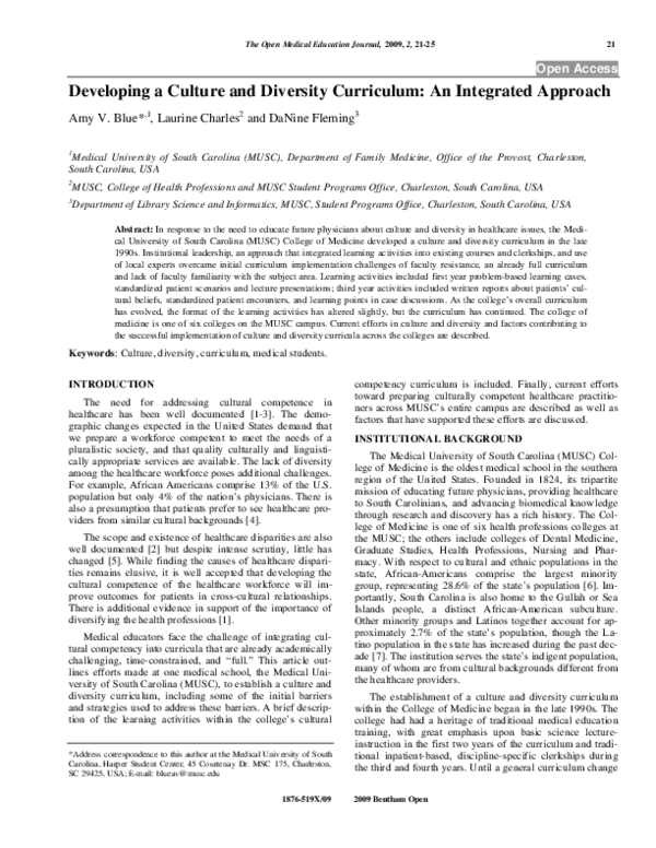 (PDF) Developing a Culture and Diversity Curriculum: An Integrated Approach
