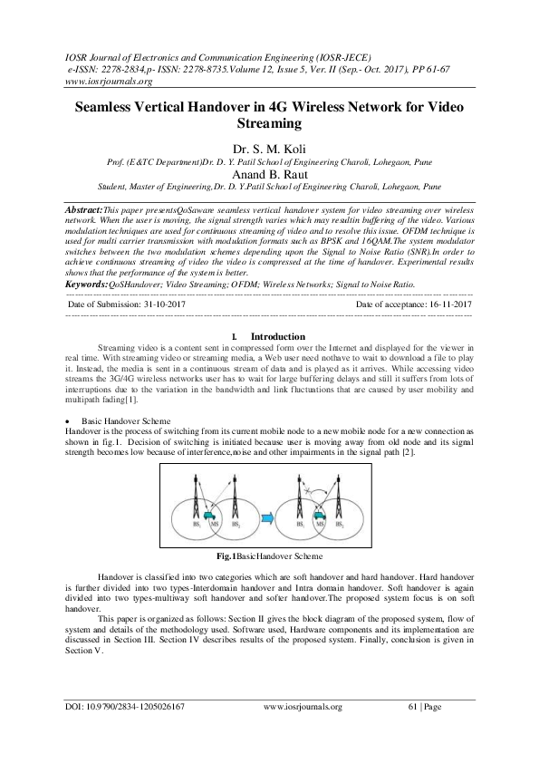 Image showcasing (PDF) Seamless Vertical Handover in 4G Wireless Network for Video Streaming