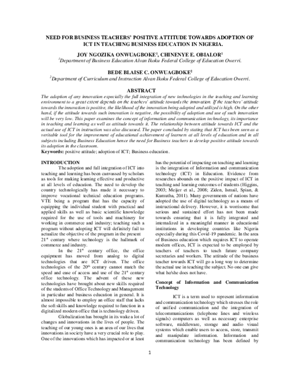  pdf need for business teachers positive attitude towards adoption of