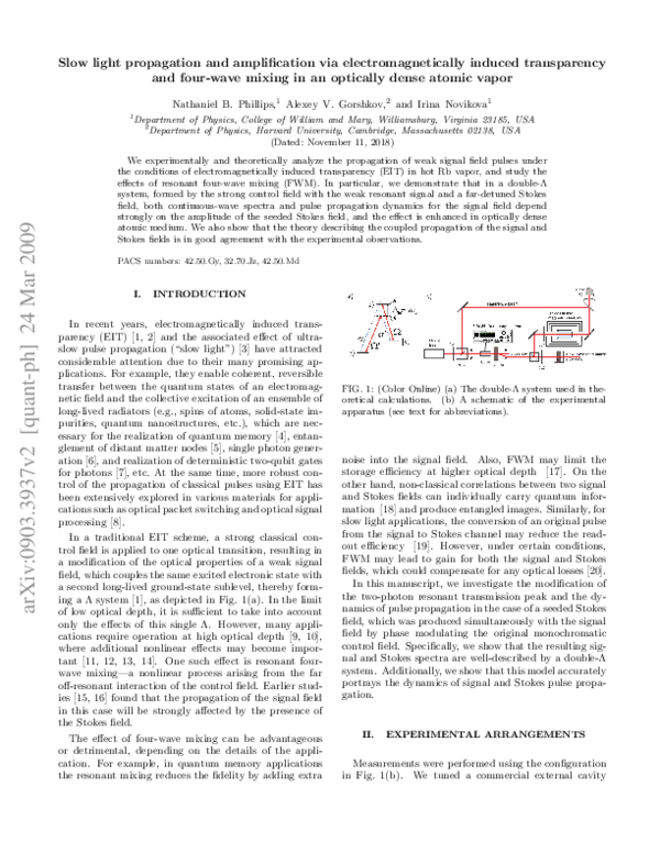 (PDF) Slow light propagation and amplification via electromagnetically ...