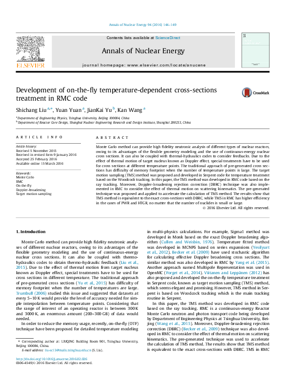 (PDF) Development of on-the-fly temperature-dependent cross-sections ...