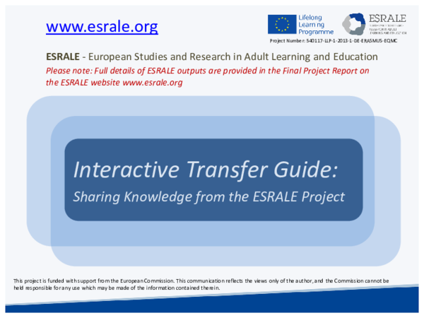 (PDF) Interactive transfer guide: sharing knowledge from the ESRALE project