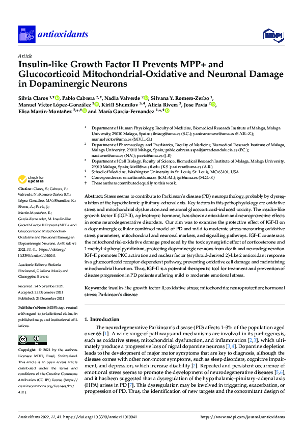 (PDF) Insulin-like Growth Factor II Prevents MPP+ and Glucocorticoid ...