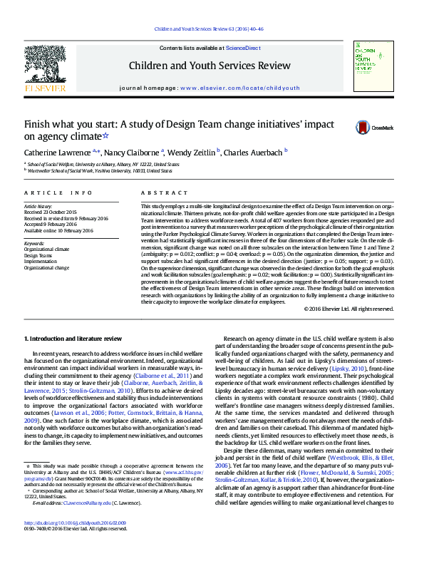 (PDF) Finish what you start: A study of Design Team change initiatives ...