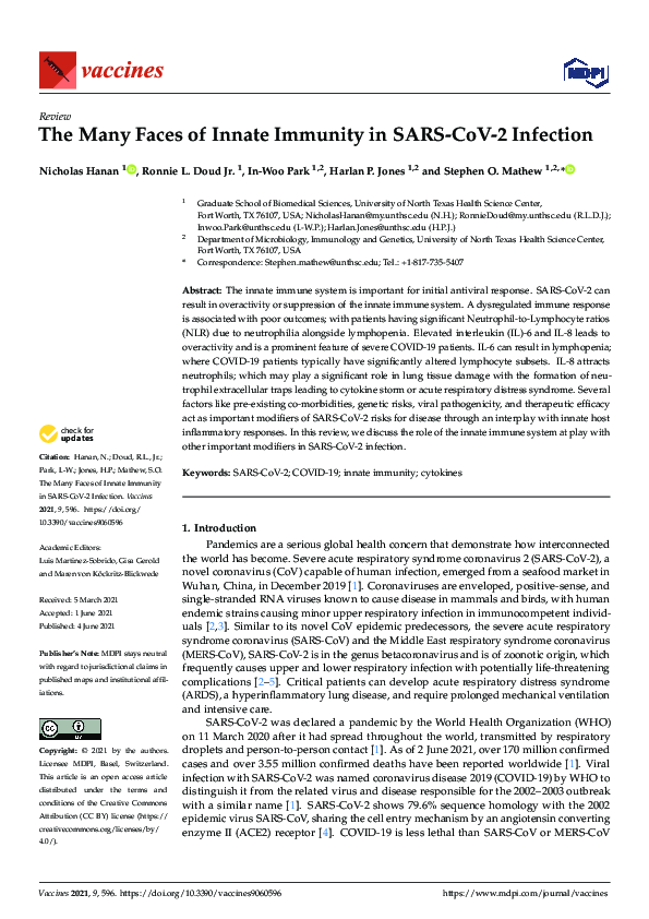 (PDF) The Many Faces of Innate Immunity in SARS-CoV-2 Infection