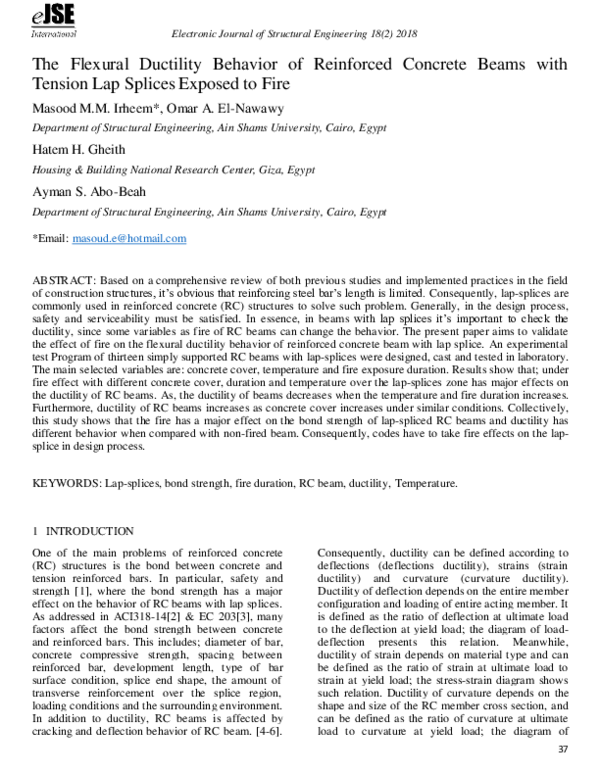 (PDF) The Flexural Ductility Behavior of Reinforced Concrete Beams with ...