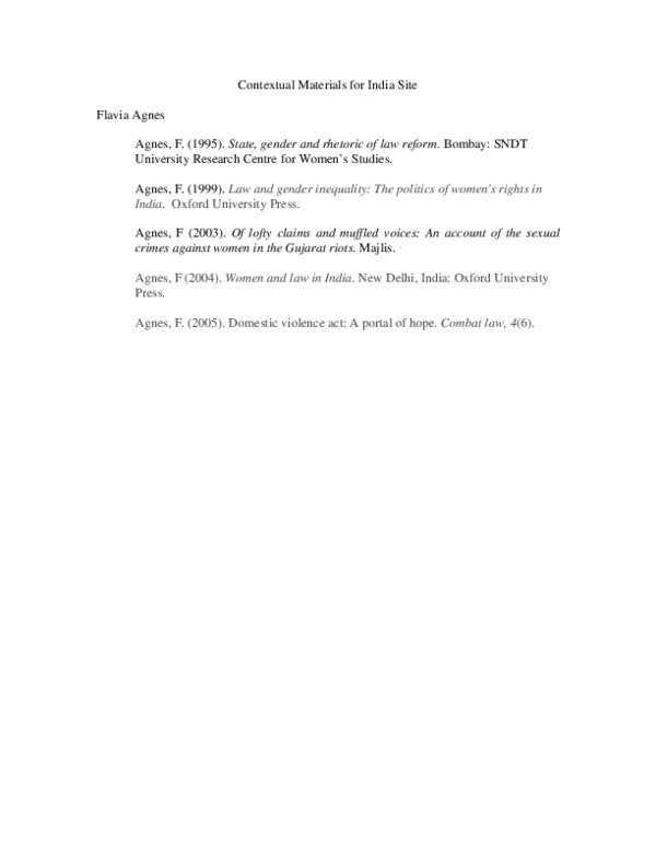 (PDF) Contextual Materials for India Site Flavia Agnes Academia.edu