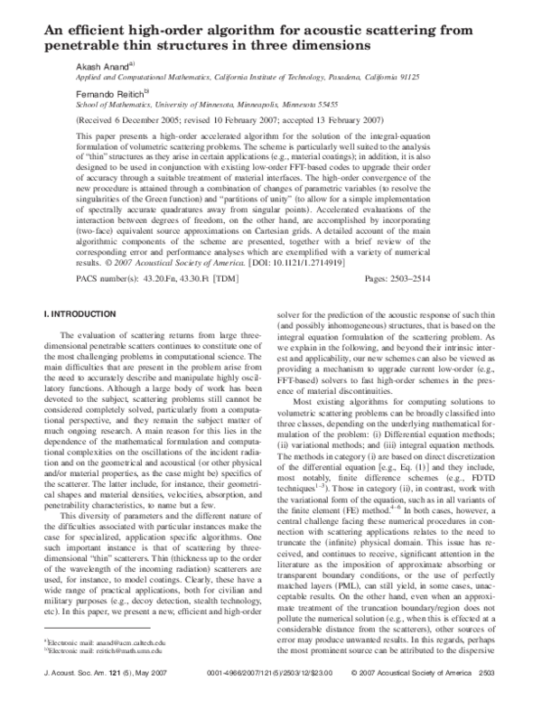 (PDF) An efficient high-order algorithm for acoustic scattering from ...