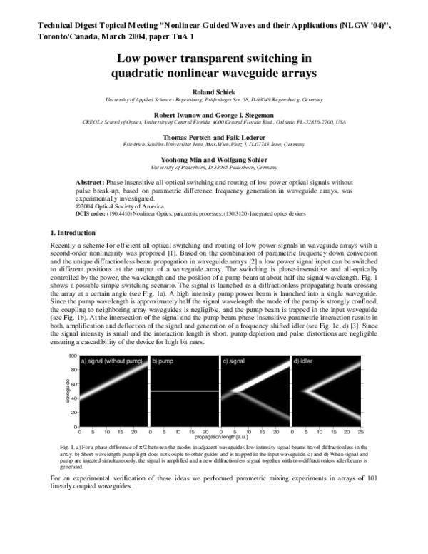 (PDF) Low power transparent switching in quadratic nonlinear waveguide ...