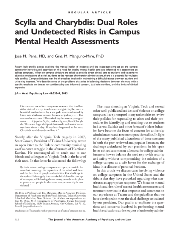 (PDF) Scylla and Charybdis: dual roles and undetected risks in campus ...