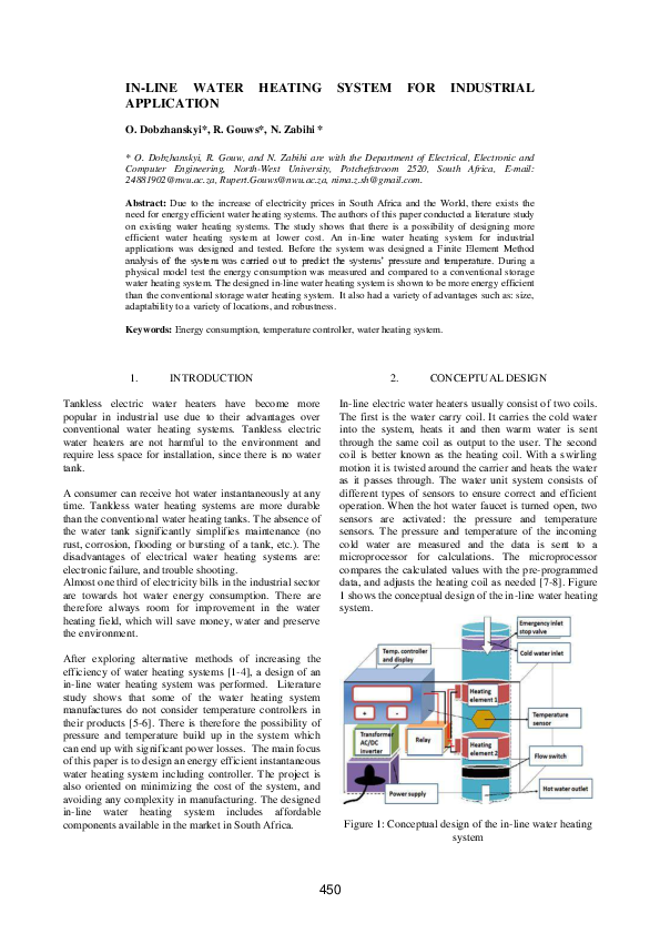 (PDF) Inline water heating system for industrial application Rupert