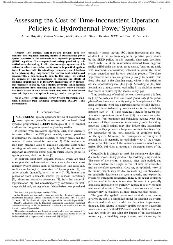 (PDF) Assessing the Cost of Time-Inconsistent Operation Policies in ...