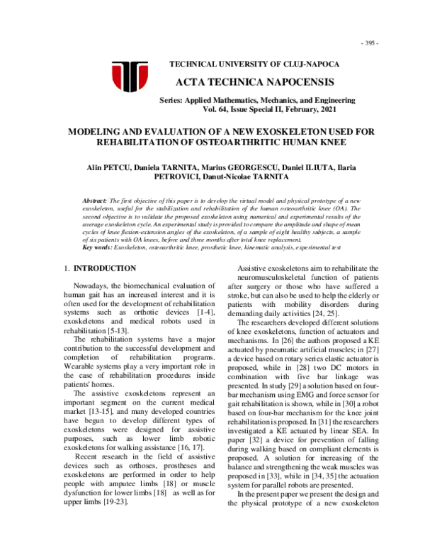 Modeling and Evaluation of a New Exoskeleton Used for Rehabilitation of Osteoarthritic Human Knee