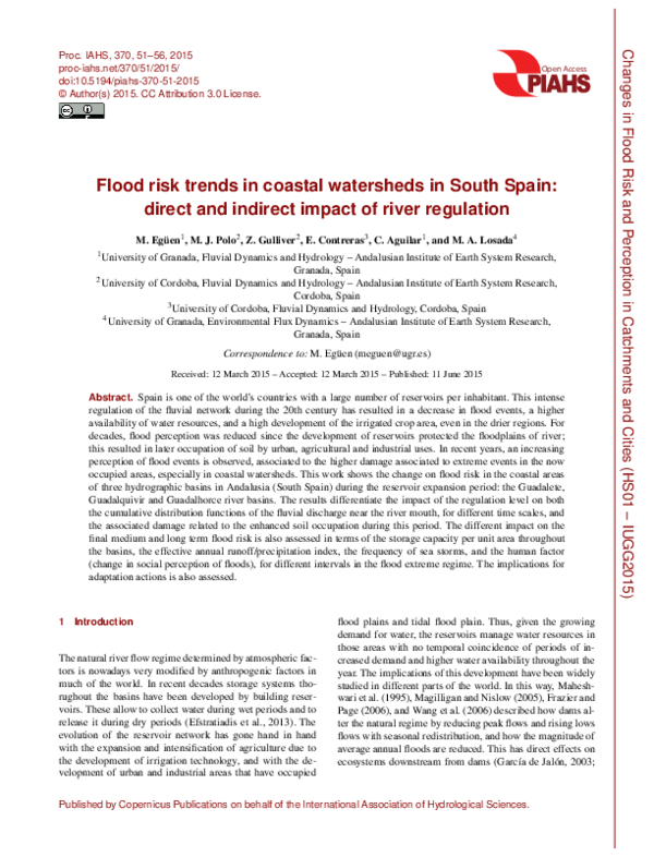 (PDF) Flood risk trends in coastal watersheds in South Spain: direct ...