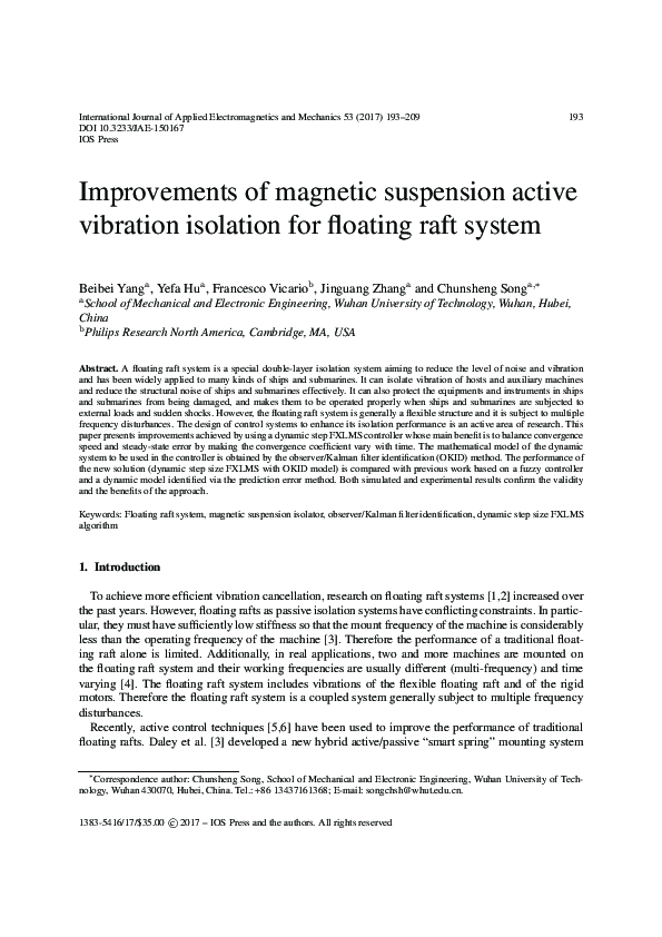 (PDF) Improvements of magnetic suspension active vibration isolation ...