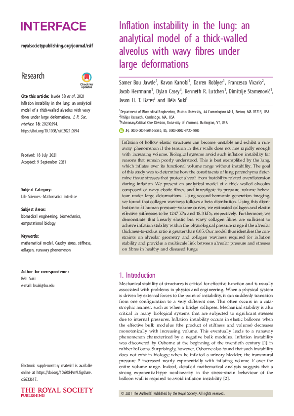 (PDF) Inflation instability in the lung: an analytical model of a thick ...