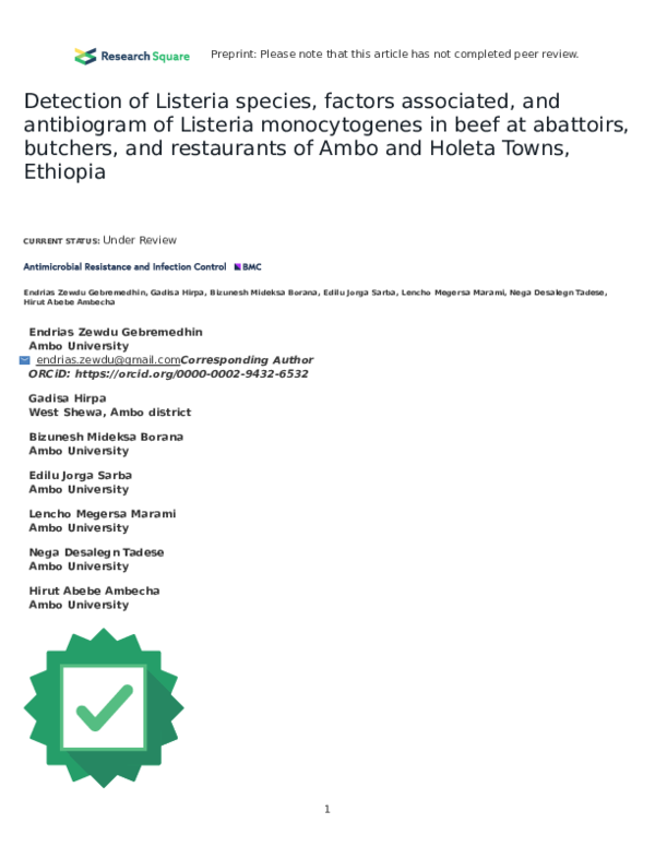 (PDF) Detection of Listeria species, factors associated, and antibiogram of Listeria