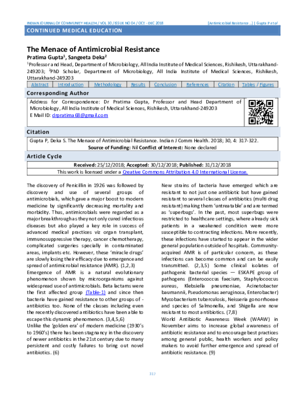 (PDF) The Menace of Antimicrobial Resistance