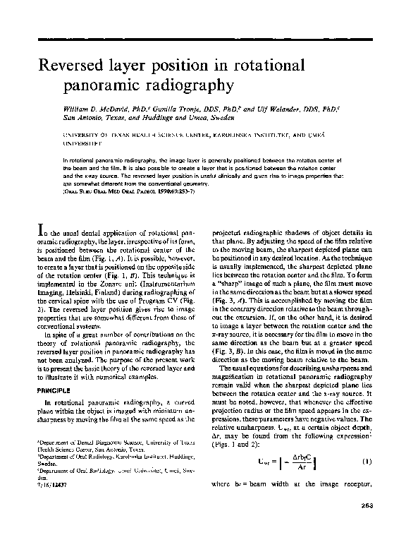 (PDF) Reversed layer position in rotational panoramic radiography
