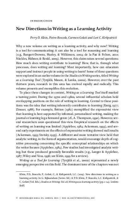 (PDF) New Directions in Writing as a Learning Activity