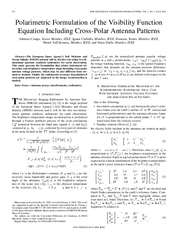 (PDF) Polarimetric Formulation of the Visibility Function Equation ...
