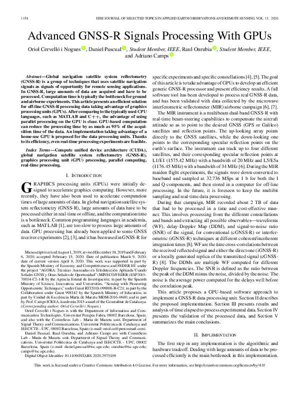 (PDF) Advanced GNSSR Signals Processing With GPUs Adriano Camps Academia.edu