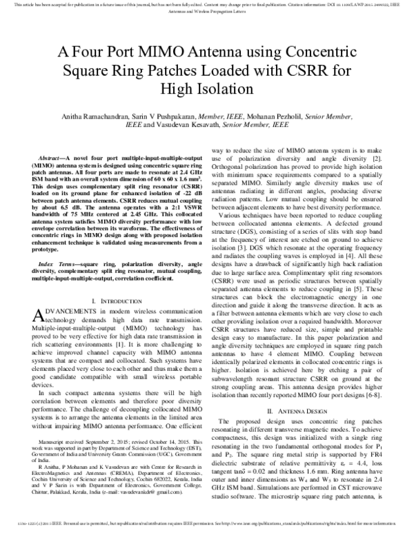 (PDF) A Four-Port MIMO Antenna Using Concentric Square-Ring Patches ...