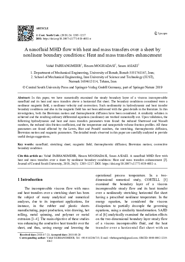 (PDF) A nanofluid MHD flow with heat and mass transfers over a sheet by ...