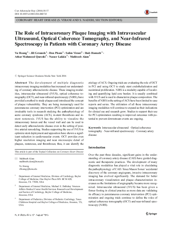 (PDF) The Role of Intracoronary Plaque Imaging with Intravascular ...