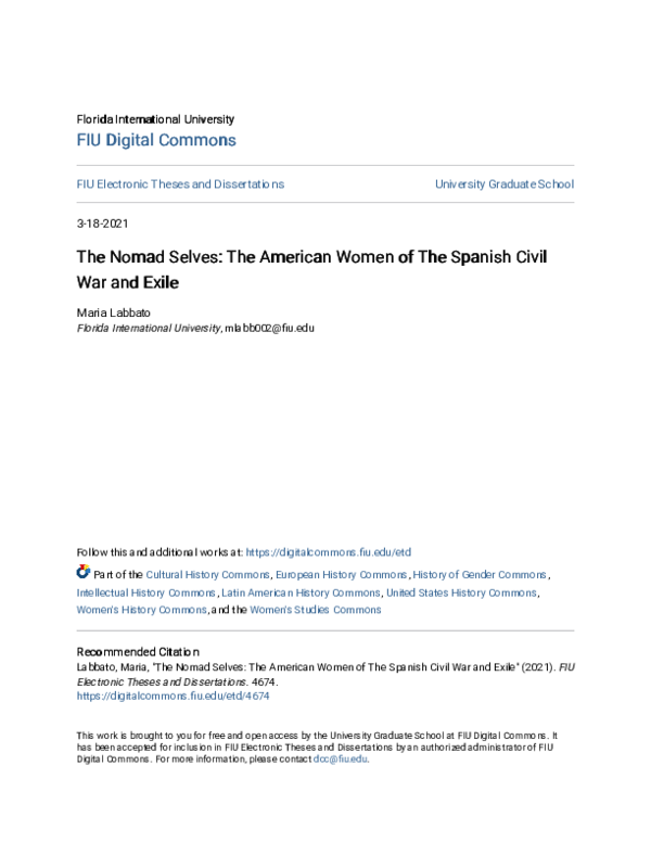 PDF) The Nomad Selves: The American Women of The Spanish Civil War and Exile