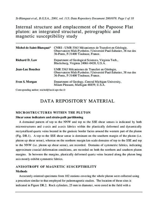 (PDF) Internal structure and emplacement of the Papoose Flat pluton: An ...