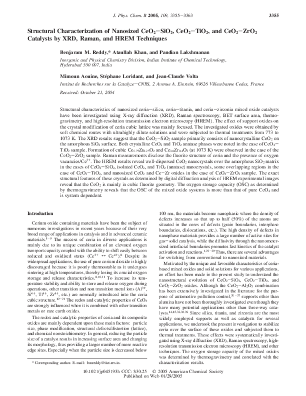 (PDF) Structural Characterization of Nanosized CeO2−SiO2, CeO2−TiO2 ...