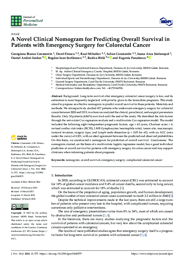 (PDF) A Novel Clinical Nomogram for Predicting Overall Survival in ...