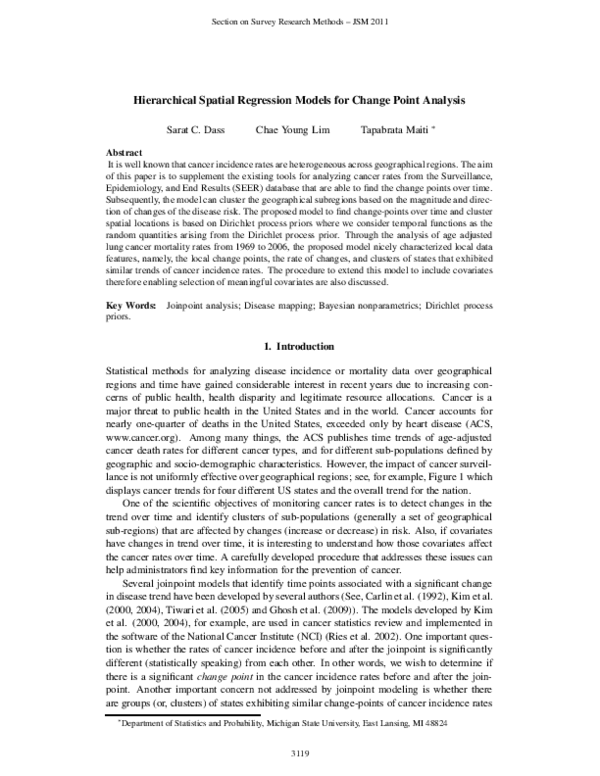 (PDF) Hierarchical Spatial Regression Models for Change Point Analysis
