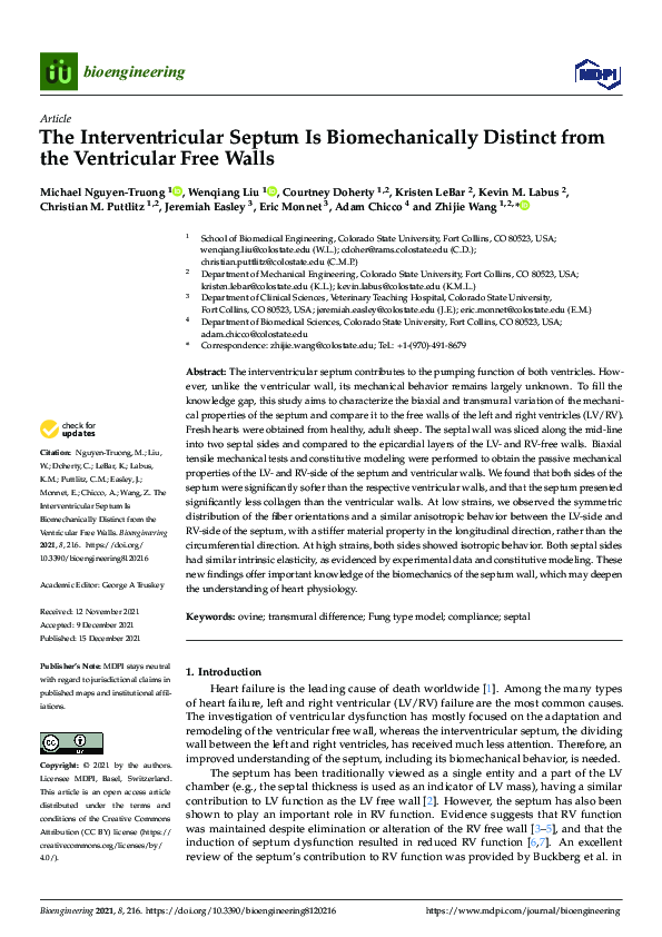 (PDF) The Interventricular Septum Is Biomechanically Distinct from the ...