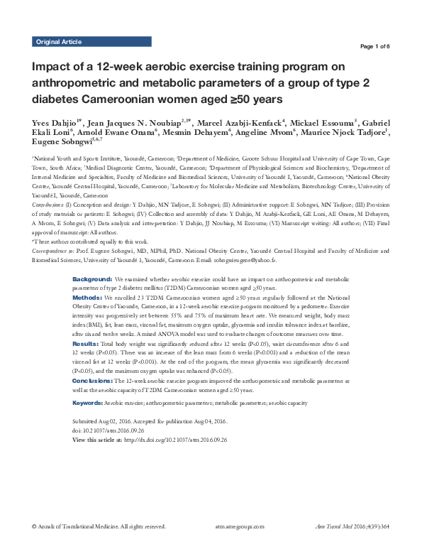 (PDF) Impact of a 12-week aerobic exercise training program on ...