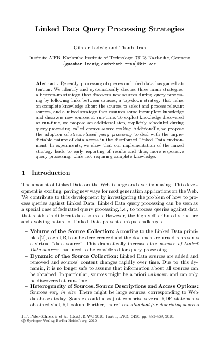 (PDF) Linked Data Query Processing Strategies