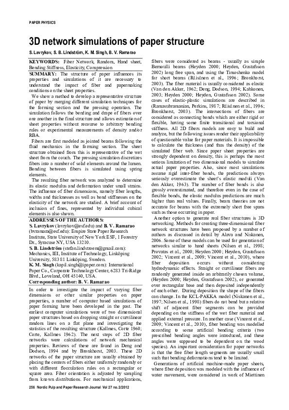 (PDF) 3D network simulations of paper structure