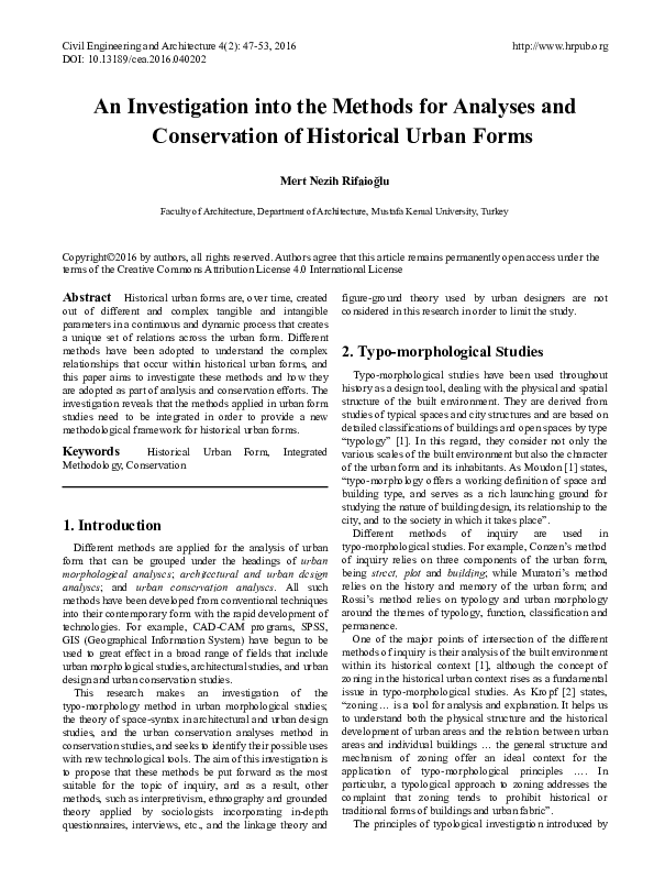 (PDF) An Investigation into the Methods for Analyses and Conservation ...