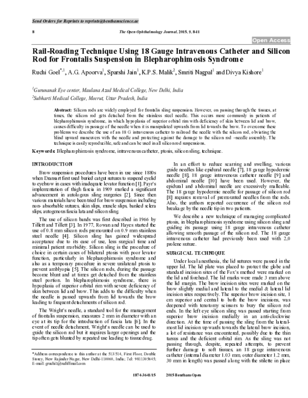 (PDF) Rail-Roading Technique Using 18 Gauge Intravenous Catheter and ...