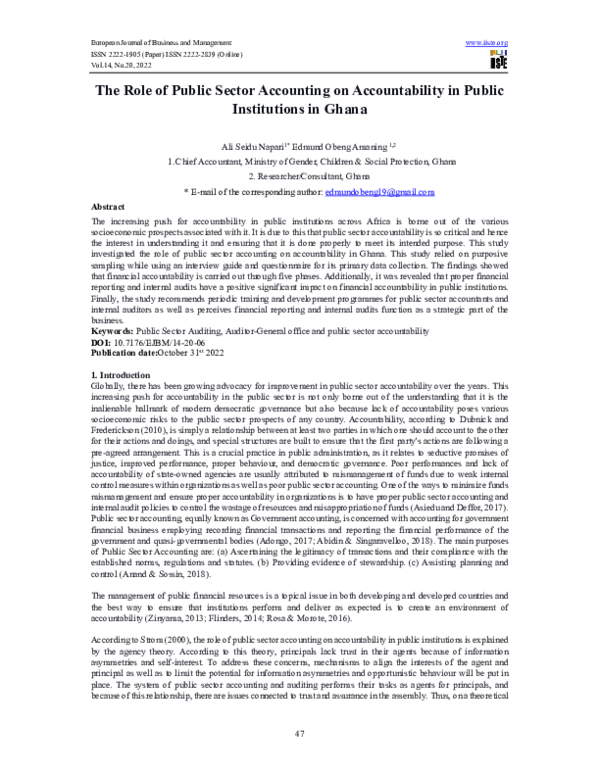 (PDF) The Role of Public Sector Accounting on Accountability in Public ...