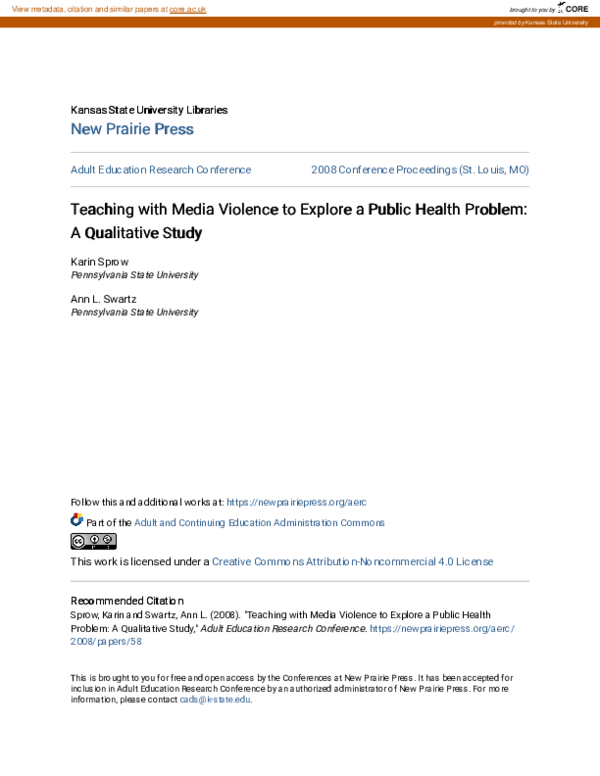 (PDF) Teaching with Media Violence to Explore a Public Health Problem ...