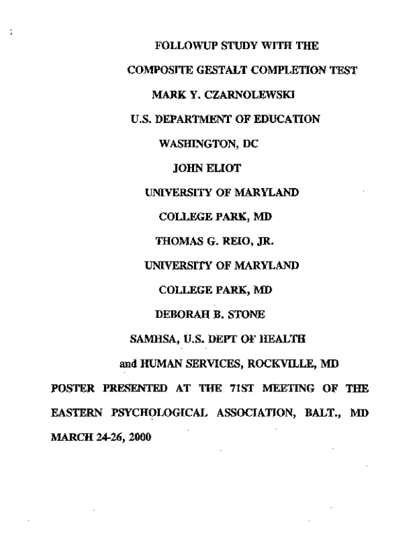 (PDF) Followup Study With The Composite Gestalt Completion Test