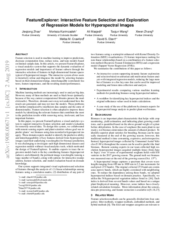 (PDF) FeatureExplorer: Interactive Feature Selection and Exploration of ...