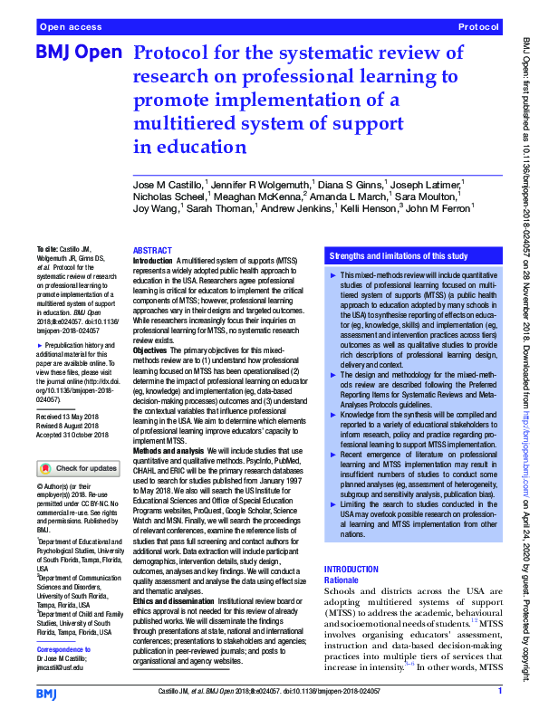 (PDF) Protocol for the systematic review of research on professional ...