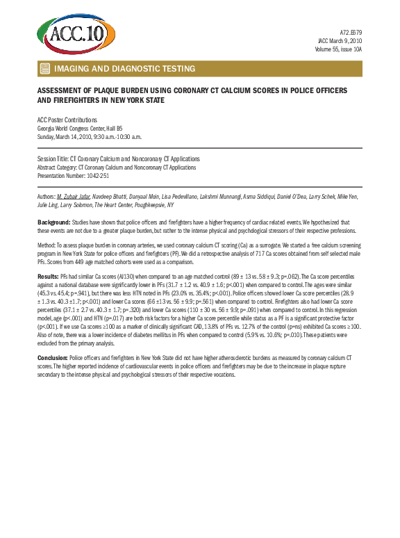 (PDF) Assessment of Plaque Burden Using Coronary CT Calcium Scores in